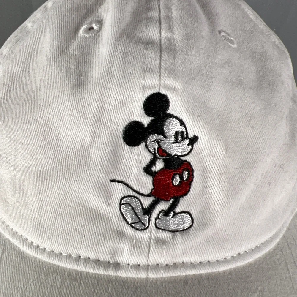 Disney Mickey Mouse Baseball Cap Unisex One Size White Embroidered Adjustable